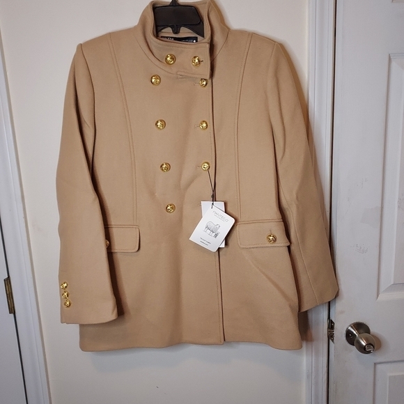 ZARA gold button wool blend coat Sz-XL - Picture 10 of 12